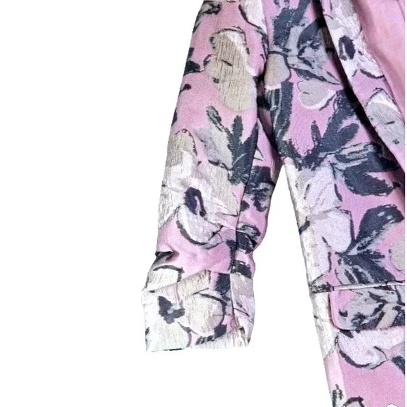 Anthropologie HUTCH Blazer Jacket Pink Floral 3/4 Sleeves Sz Small Shimmery Open - Picture 6 of 13